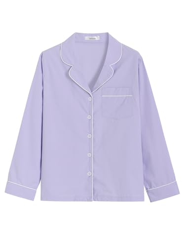Latuza Women's Petite Length Pajamas Set Long Sleeve Button Down Pjs2