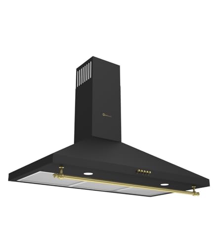 Miniatura 3 de Pack 9 Cocina A Gas F9l50g2b Cm Horno Panoramico Negra Rústico Campana A Juego Decorativa Negro Rústico Ribetes Dorados