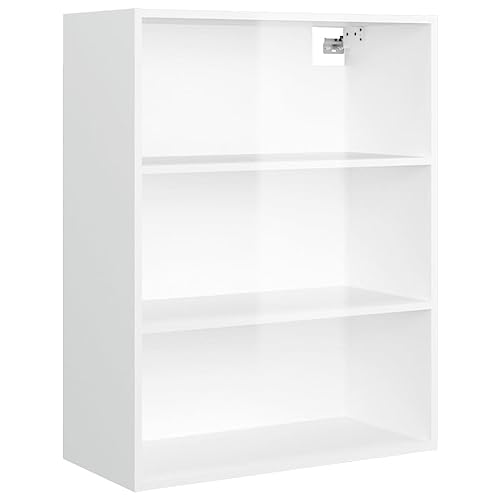 vidaXL Armario Colgante de Pared Caja Mueble Salón Decorativa Estantería Sala Entrada Almacenamiento Dormitorio Vitrina Cocina Blanco Brillante