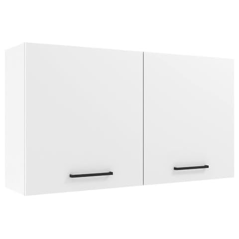 Madesa Hazel Wall Kitchen Storage Cupboard Cabinet with 2 Doors and Shelves 48 Inch Wooden Modern Organization Unit for Pantry - White Cover