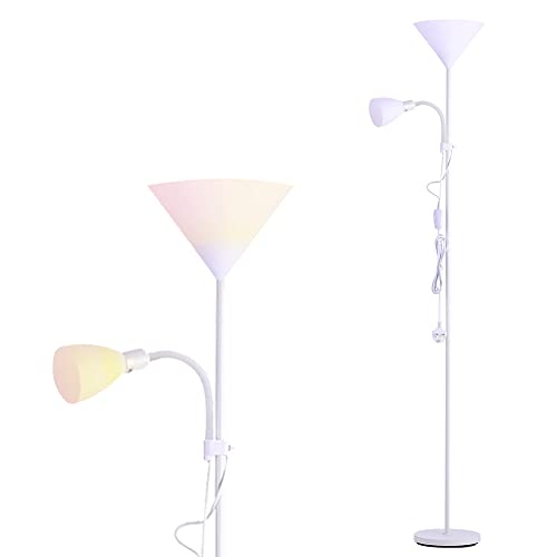 INMOZATA Standard Lamps Living Room, Uplighter Floor Lamp, Modern Mother & Child Tall Floor Lamp for Living Room, Bedroom, Lounge, Office(White)
