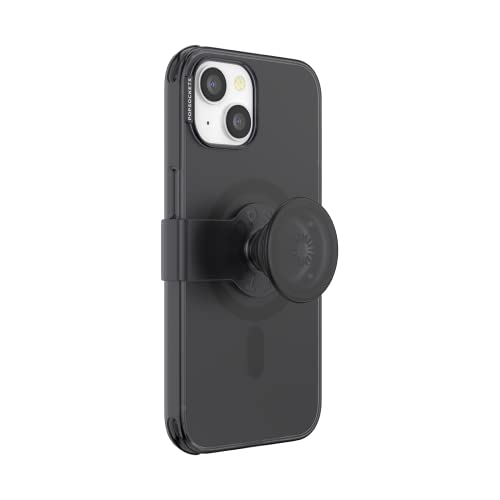 Image of PopSockets iPhone 14 Phone Case with MagSafe, Wireless Charging Compatible, Black - iPhone 14 MS Black Translucent