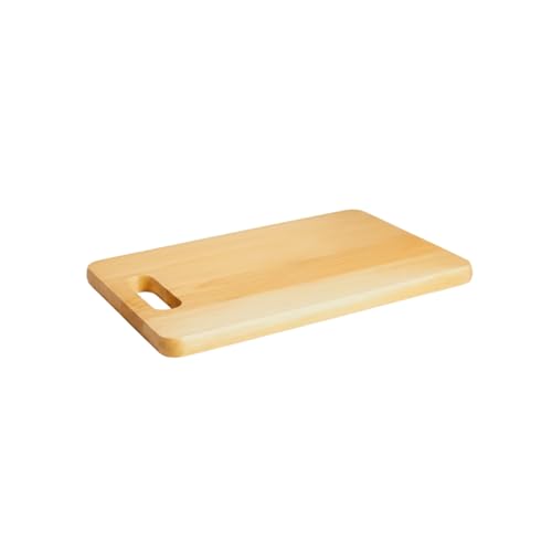 Image of Natural Wood Cutting Board, Acacia Hardwood, 34x24cm, Knife-Friendly Surface, Integrated Handle, Warp-Resistant, Rectangular Kitchen Chopping Block