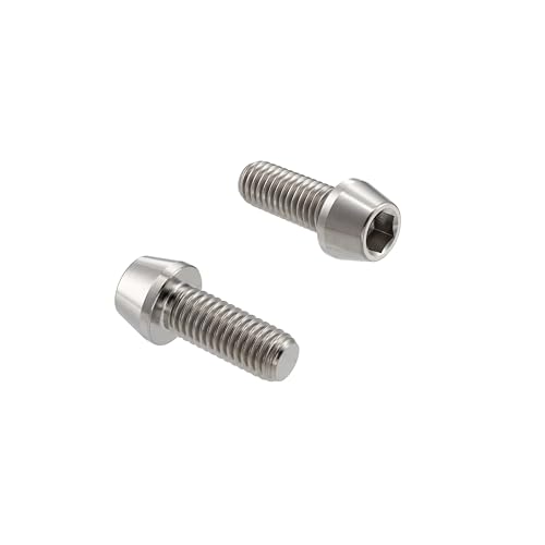 Image of RISON Titanium Bolts Ti Bolt M5*0.8 * 15 Hex Tapered Socket Head 5Pcs Original Titanium Hex Tapered Head Bolt Screw for Bike stem