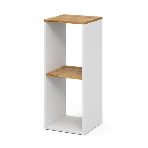 Vicco Bücherregal Tomy, Weiß/Goldkraft Eiche, 30 x 74 cm mit...