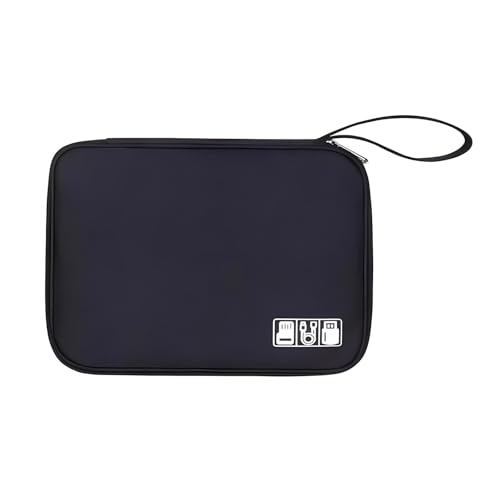 Bolsa Organizadora de Cabos E Acessórios Eletrônicos Para Viagem Estojo Multifucional Para Pulseiras e Acessórios de Smart Watch Portátil Slim Premium Impermeável Porta Relógios (preto)