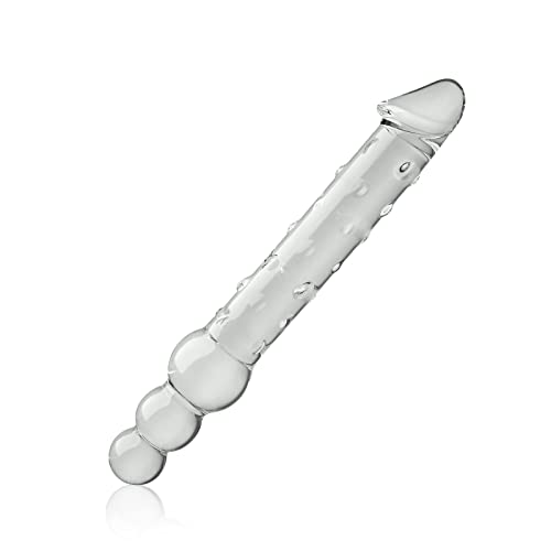 Consoladores dobles de cristal para mujeres, SXOVO Consolador realista de cristal Consolador anal Pene de cristal Plug anal Buttplug Punto G Masturbación Estimulador (S)