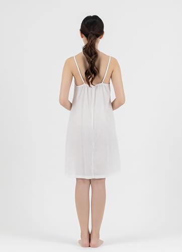 Cotton Full Slip Under Dress Knee Length Adjustable Spaghetti Strap Undergarment Nightwear4