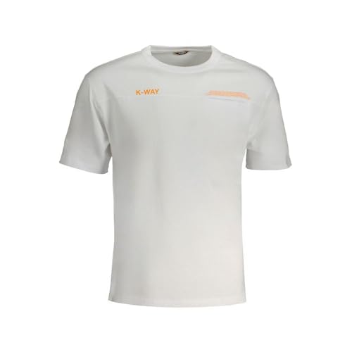 K-way K5127GW T-shirt Blanc pour Homme Casual avec Inscription Orange Sport