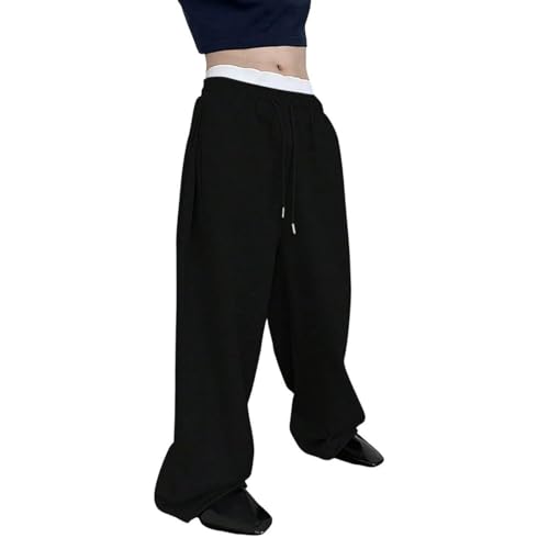 Mens Baggy Sweatpants Wide Leg Relaxed Fit Big and Tall Sweat Pants with Pockets Lounge Fleece Pants Open Bottom Trousers