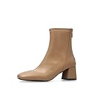 botines mujer tacon medio fino  Vanessa Botín Tacón Medio Cuadrado - 41, Taupe