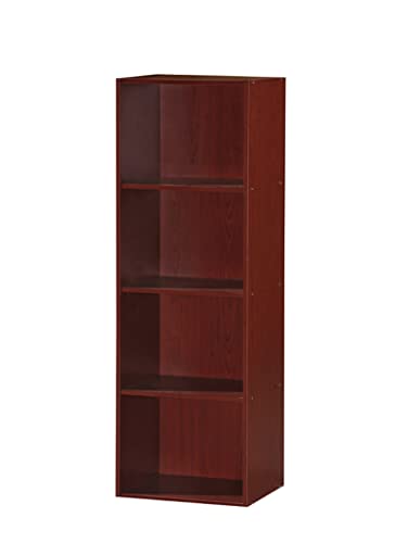 Hodedah 4-Shelf Bookcase In Mahogany #TOP25