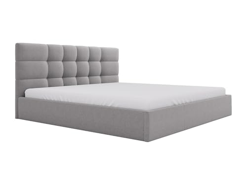 Pascal Morabito - Cama con cajonera - 200 x 200 cm - Tela - Gris - ELIAVA
