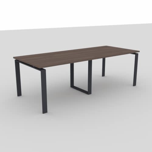 Miniatura 2 de Mesa De 240x100 Con Estructura Metálica Marco Abierto Gris Grafito Y Tablero Melaminado Ideal Para Sala De Juntas, Reuniones, Conferencias Nogal