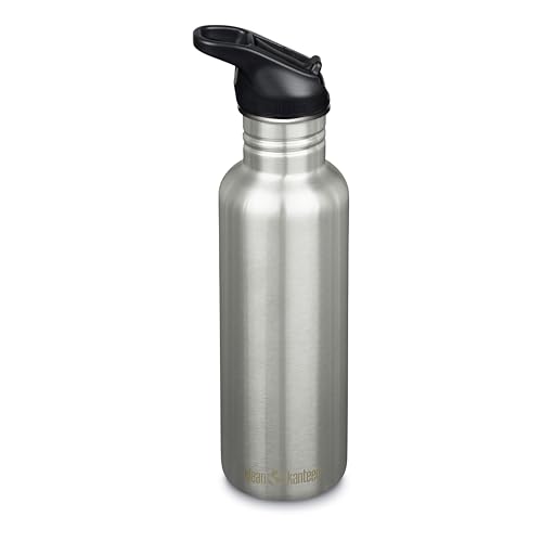 Klean Kanteen 27 oz Classic Water Bottle with Flip Seal Sport Cap & Straw - 100% Leakproof Spout & Cap - Durable, BPA-Free & Stainless Steel Material - Easy-Sip Water Bottle - Brushed view 2