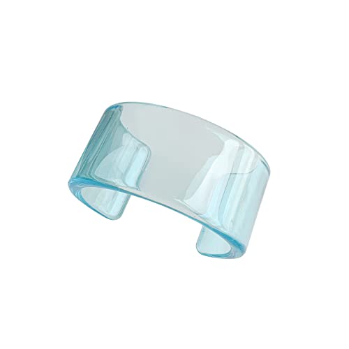 Pingyongchang Colorful Acrylic Resin Geometric Simple Open Bracelet Transparent Wide Cuff Bangle for Women Jewelry Gift