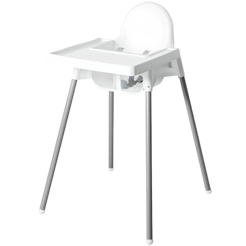 Retoo Kinderhochstuhl 94 cm mit Tablett und Sicherheitsgurt, Weiß