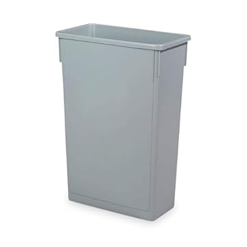 We Can Source It Ltd – 87L Slim Jim Bin – Grey Commercial Wall-Hugger Waste Container with Venting Channels & Bag Cinches – Ideal for Kitchens, Recycling, Offices & Tight Spaces