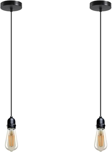 LEDSone IP65 Waterproof E27 Lamp Holder 2-Pack – Ceiling Pendant Light Fitting for Indoor & Outdoor Hanging, Backyards, Porches, Garages