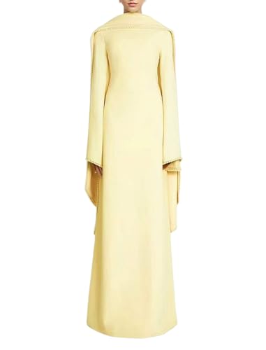 platlogy Women's Formal Party Maxi Dress Featuring Dramatic Cape Sleeves