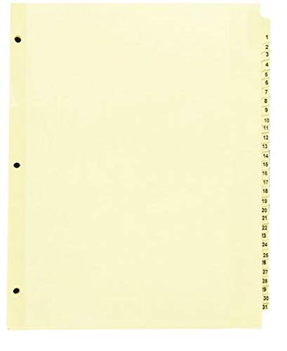 54412 - PREPRINTED Tabbed Indexes/DIVIDERS 1-31 Daily for 8 1/2" X 11" Sheet Size