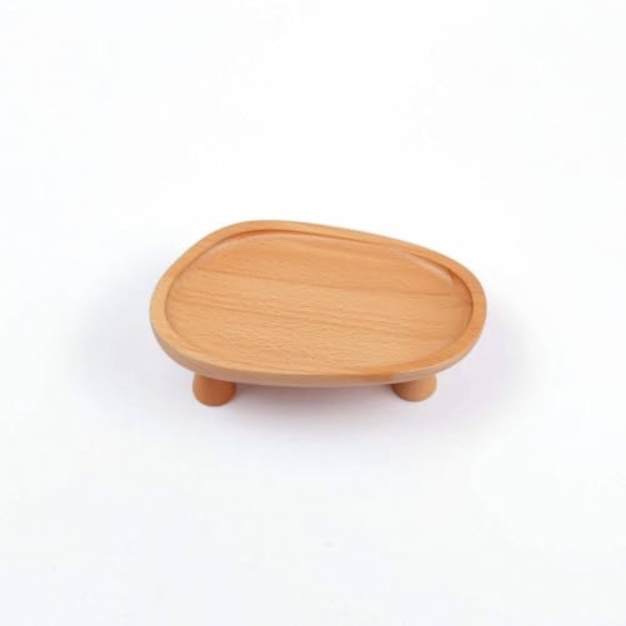 Natural Finish Oval Wood Tray, Minimalist Decorative for Desktop