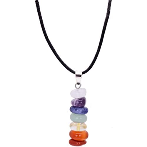 Colgante Alineación 7 Chakras con cordón de cuero, Cuero, Crystal Cover