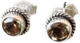 Moonstone Stone Stud Post Earrings, 925 Sterling Silver Gemstone Earring 6 MM Round Girl Women Gift