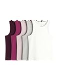 THE SET Mädchen gerippte Jersey-Trägertops, 5er-Pack Pink/Purple/White 98