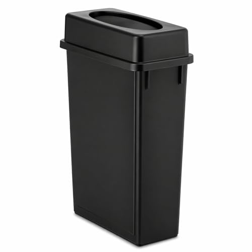 Caneca Rectangular Slim 23 gal, Tapa Basculante Negra