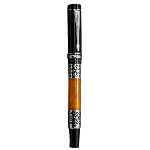 Image of Venti Gold Trim Roller Ball Pen| Black Body Color | Ink Color - Blue | Novel Gifts For Professionals | Premium Pens For Personal & Professional Use (808-Black, Black)