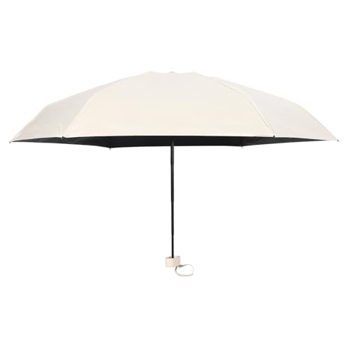 VOSAREA Paraguas Beige UV Compacto para Protección Diseño Mujer y Plegable, Liviano y Portátil Decoración Verano en Tonos para Lluvia