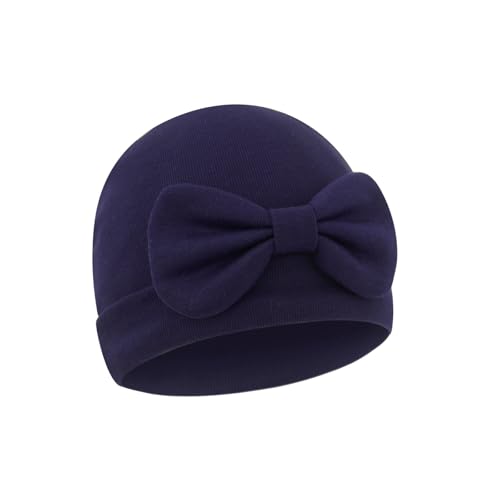 YROHGKPN Gorro de hospital para bebé, cómodo, elástico, para recién nacidos, gorras fetales, color sólido, sin ala, para niños y niñas de 0 a 6 meses, decoración de lazo transpirable para niños