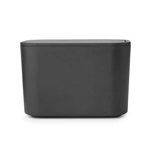 Caneca pequeña rectangular con tapa abatible gris oscuro