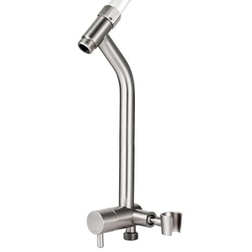 Image of G-Promise Metal Shower Diverter with Low Handheld Holder, 3-Way Diverter Valve with Pause Mode for Handheld and Fixed Shower Head, 4-Setting Universal Bathing Replacement(9 Inch, Brushed Nickel)