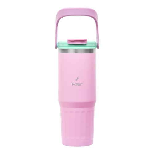 Image of FLAIR Vibe Vacuum Insulated Tumbler 750 ml Light Purple | 2-in-1 Lid (Straw & Sip) | 304 Stainless Steel | Leak-Proof Travel Mug with Handle | Hot & Cold | BPA-Free
