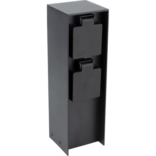 Zenitech - Borne de Jardin à Fixer 2x16A IP44 - Aluminium Noir