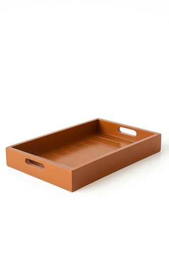 Image of Ecoline Premium Wooden Serving Tray Platter Multipurpose Tray | Breakfast Tray, Tea & Coffee Tray, Storage Organizer, Table & Kitchen Decor (Large)