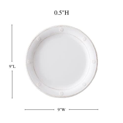Juliska - Berry & Thread Melamine Outdoor Salad Plate - Whitewash, Melamine Plate - Unbreakable, White Melamine, Embossed Salad Plate #TOP1