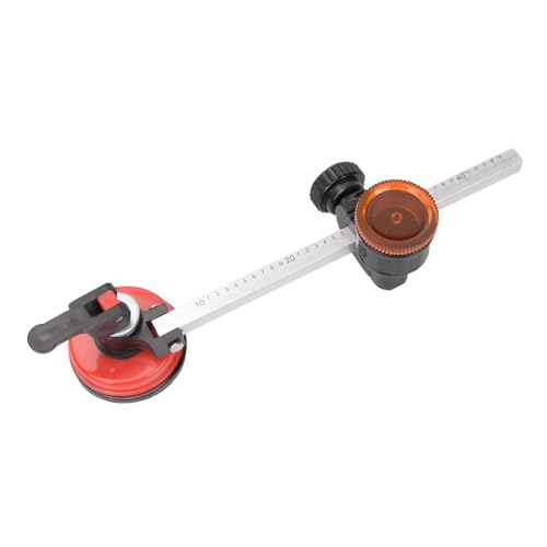 Glass Cutting Tool,Circular Glass Cutter Adjustable Cutting Wheels with Suction Cup Compasses Type for Mirrors,Glass Supplies, Red