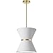 Dainolite 1LT Incand Pendant, AGB w/GLD Ring, WH Shade