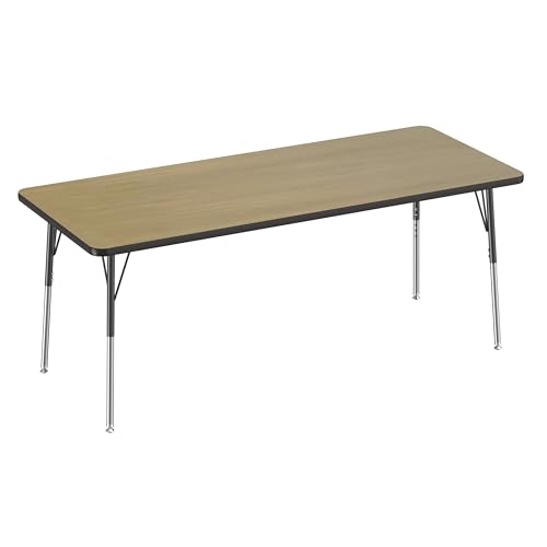 FDP 30" x 72" Rectangle Table with Swivel Glide Legs - Pasadena Oak/Black
