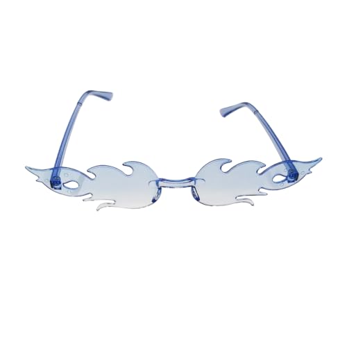 VIGUEUR 4PCS Flame Fire Sunglasses, Rimless Design, Party Glasses for Men Women, Blue3