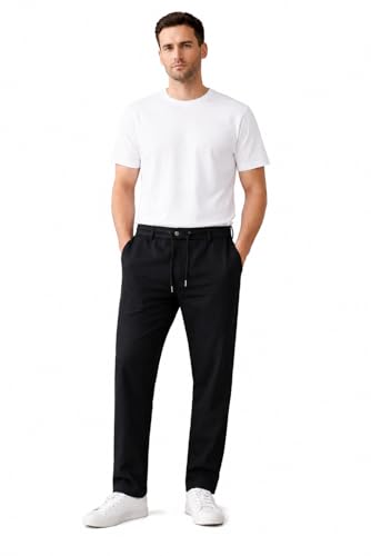 Image of 100% Pure Cotton Casual Trousers | Slim Fit Solid Chino Pants for Men | Comfortable Stretchable Everyday Wear Trousers with Side Pockets