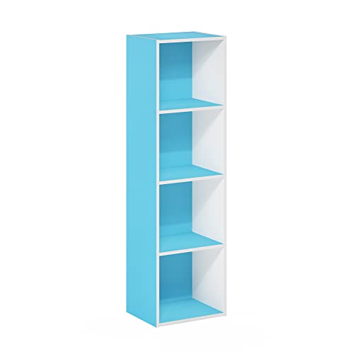 Furinno PASIR 4-stöckiges offenes Bücherregal, Hellblau/Weiß – Ansicht 7