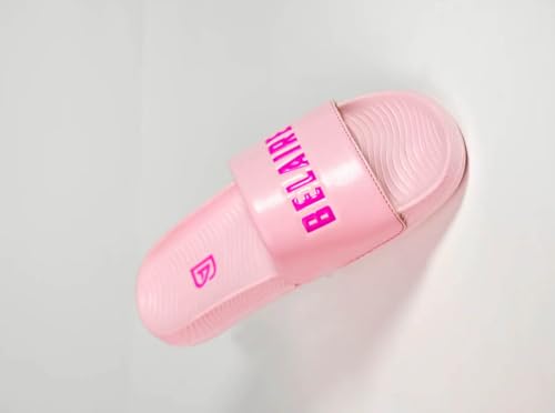 Image of BEL-AIRE Pink Air Slide for Women, Open Toe Casual Slipper with Logo Strap
