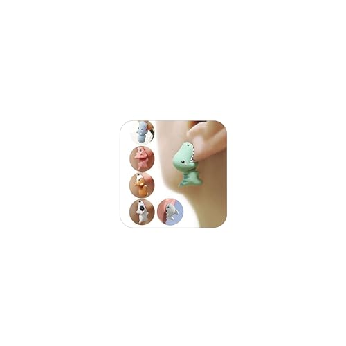 Cute Animal Bite Earrings for Women 3D Clay Animal Dinosaur Earrings Funny Animal Cartoon Biting Ears Stud Earrings Christmas Gifts