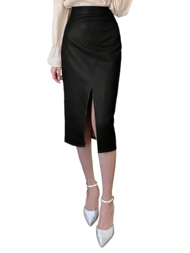 High Waist Side Slit Pencil Skirt Basic Women's Summer Casual Vinage Skirt