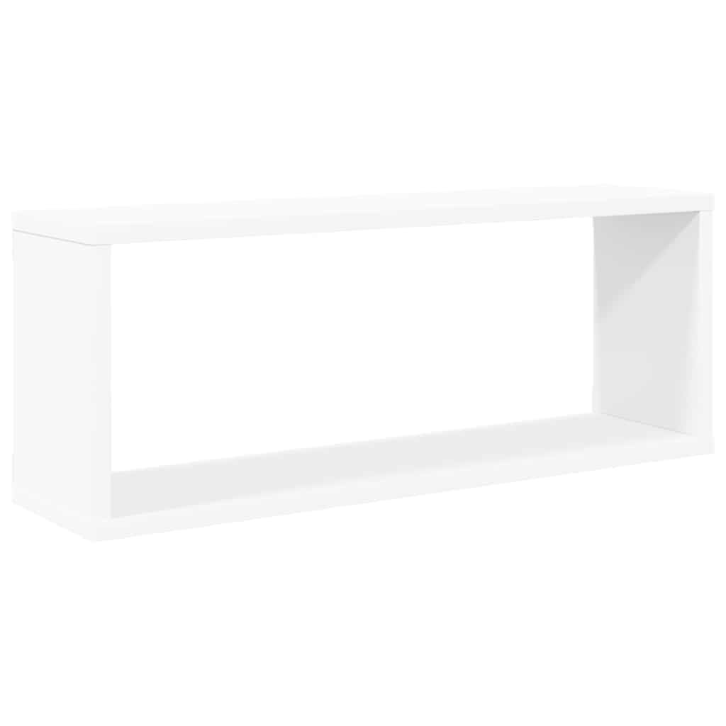 Półki w kształcie kostki, 2 szt., biały materiał drewnopochodny, 60 x 15 x 23 cm, regał ścienny, regał wiszący do salonu, sypialni, kuchni, łazienki, gabinetu, przechowywania, dekoracji