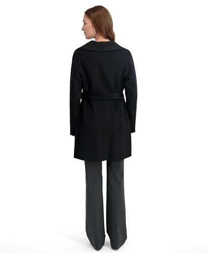 Image of TAHARI Women's Double-faced Luxury Soft Wool Blend Peacoat- Wrap Wool Coat With Removable Belt
